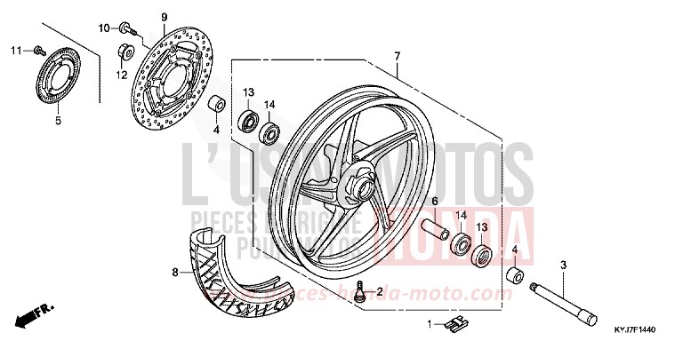 VORDERRAD von CBR250R ABS PEARL HIMALAYAS WHITE (NHA87) von 2013